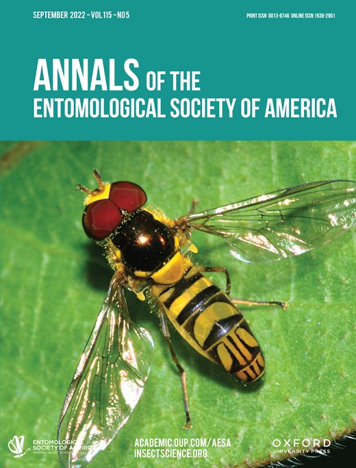 Annals of the ESA cover, featuring Common oblique syrphid, Allograpta obliqua