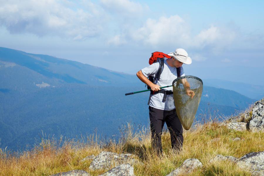 Scientist on a mountain